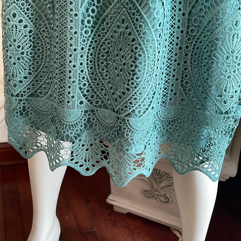 WHBM EMBROIDERED LACE FIT & FLARE DRESS - Picture 11 of 13